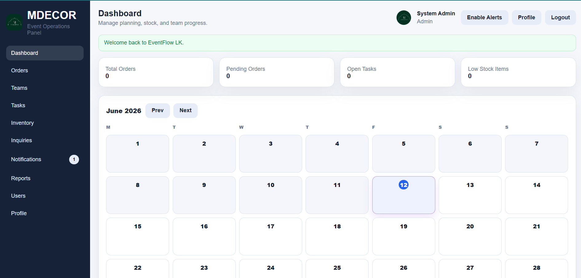 MDECOR – Event Decor Booking & Operations Management System gallery image